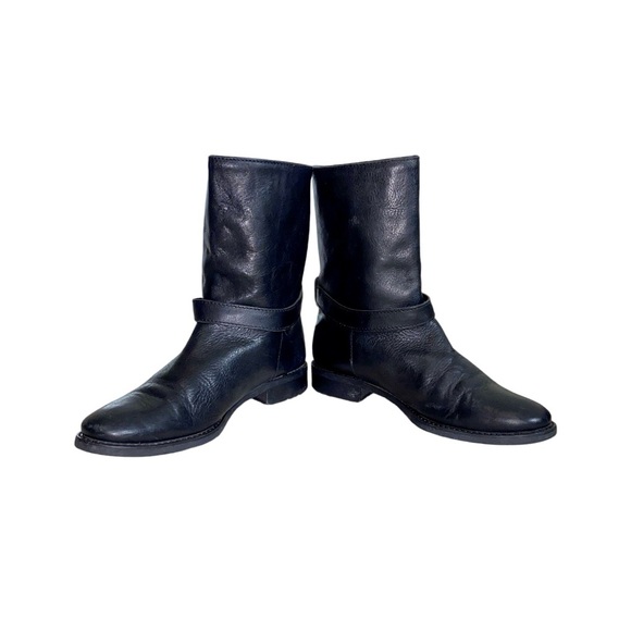 Madewell The Biker Black Leather Slip-On Moto Combat Biker Ankle Boots - Picture 3 of 8